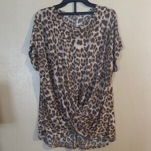 Leopard Print Drape Blouse